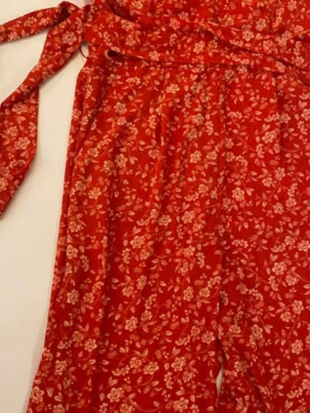 Vince Camuto Red Floral Crepe Jumpsuit